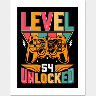 Level 54 Unlocked Awesome Since 1969 Funny Gamer Birthday Posters and Art